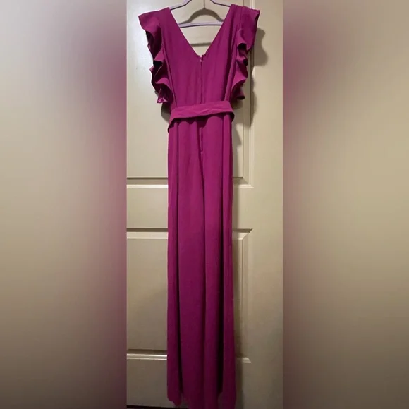 Lilly Pulitzer Kallie Ruffle Jumpsuit In Bordeaux Berry $228 NWT size 8